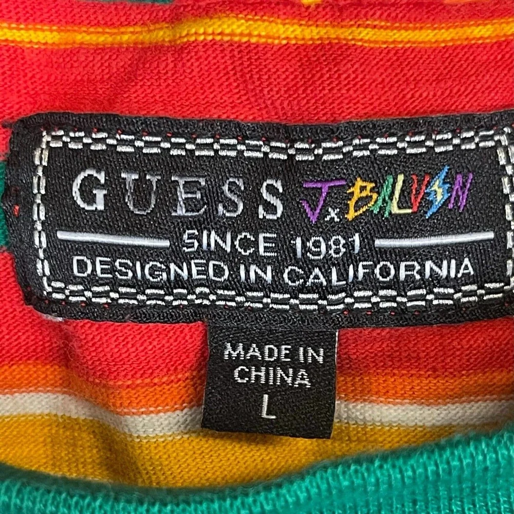 Guess x J Balvin Vibras Tour Striped T Shirt Mens L Multicolor Round‎ Neck - Picture 4 of 10